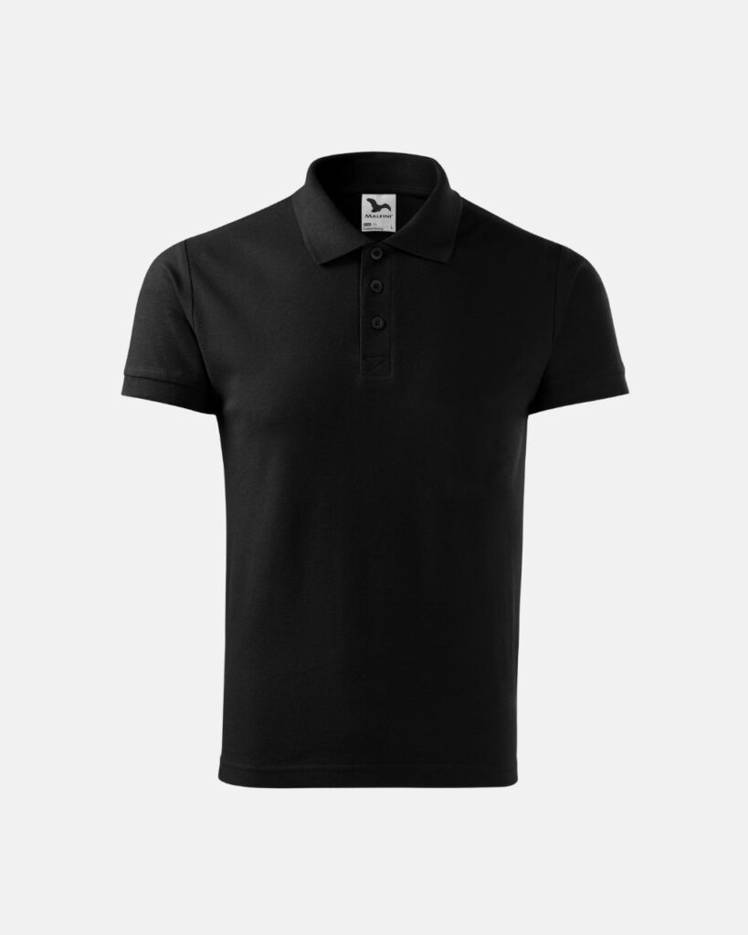 Malfini fekete cotton heavy galléros póló, 100% pamut, ideális csapat ruházat és céges póló nyomtatás.