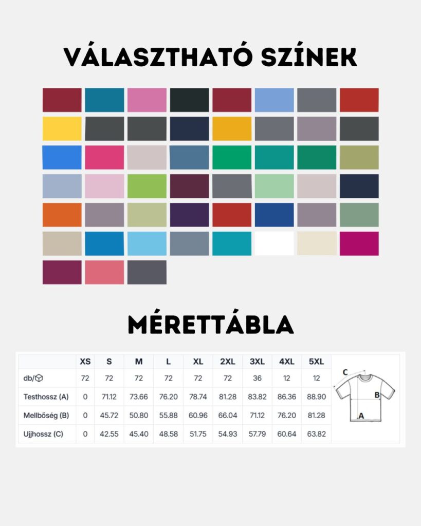 gi64000 softstyle környakú színskála és mérettábla