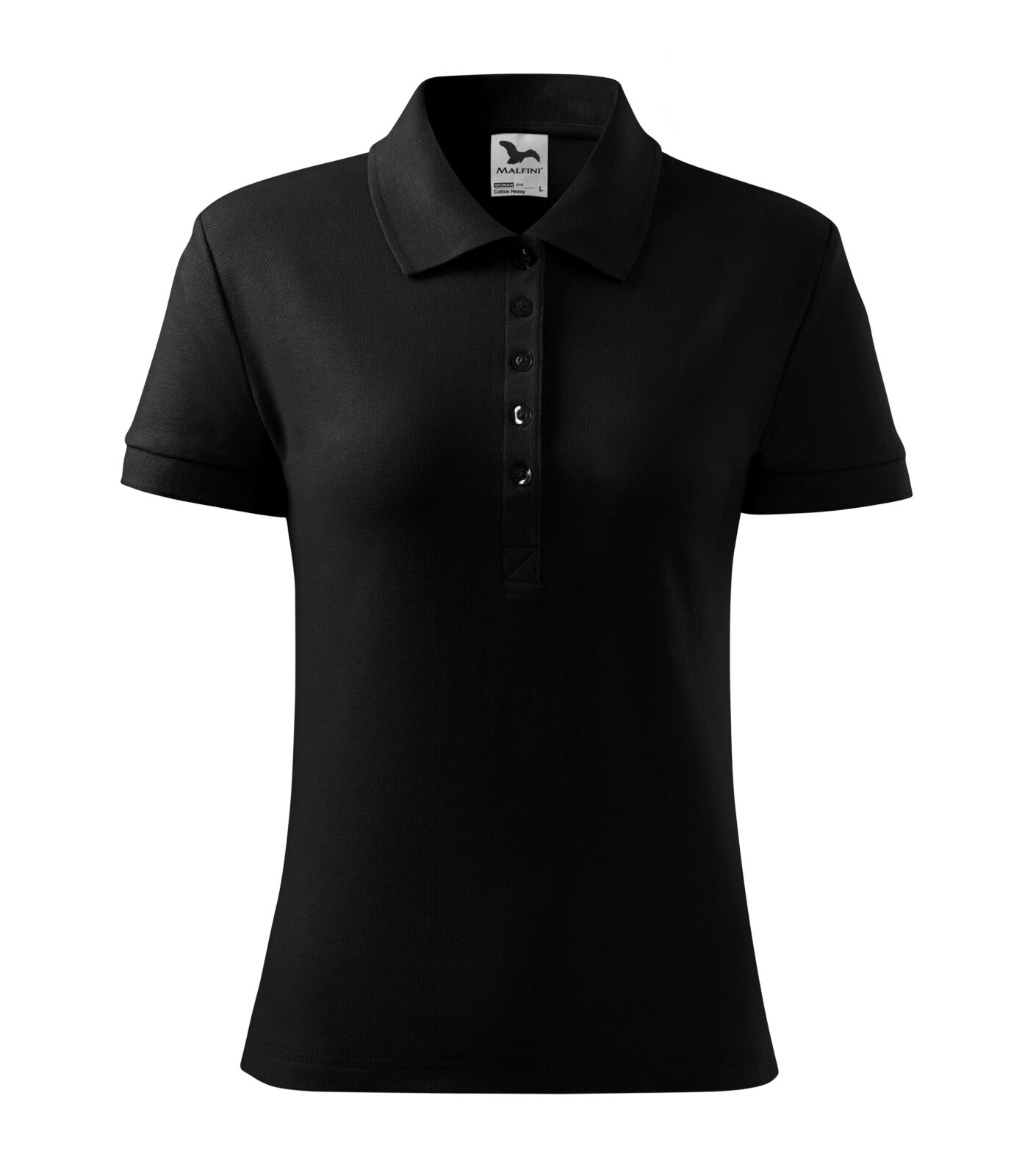 Fekete Malfini Cotton Heavy 216 női galléros póló